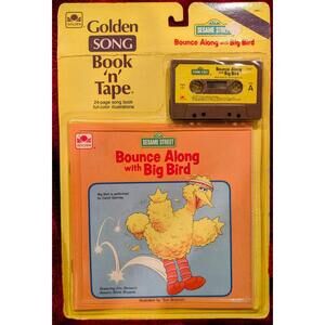 Vintage Golden SONG Book Bounce Along Big Bird Book Tape Set 24 Page NIB